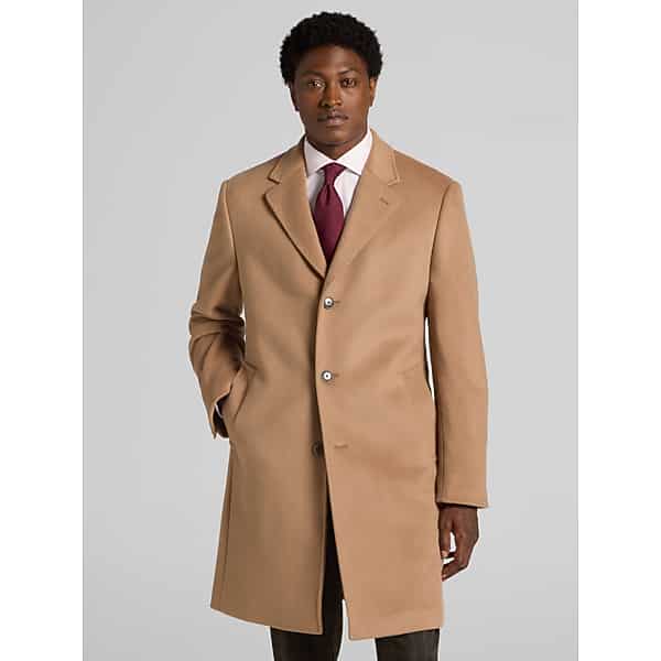 Michael Kors Big & Tall Men's Kavon Wool Cashmere Blend Overcoat Camel - Size: 50 Regular
