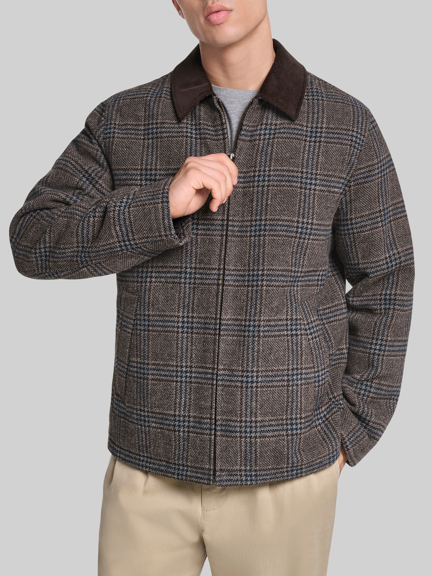 Wool Blend Laydown Collar Jacket