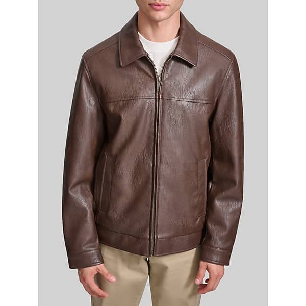Dockers Men's Faux Leather Jacket Brown - Size: Large