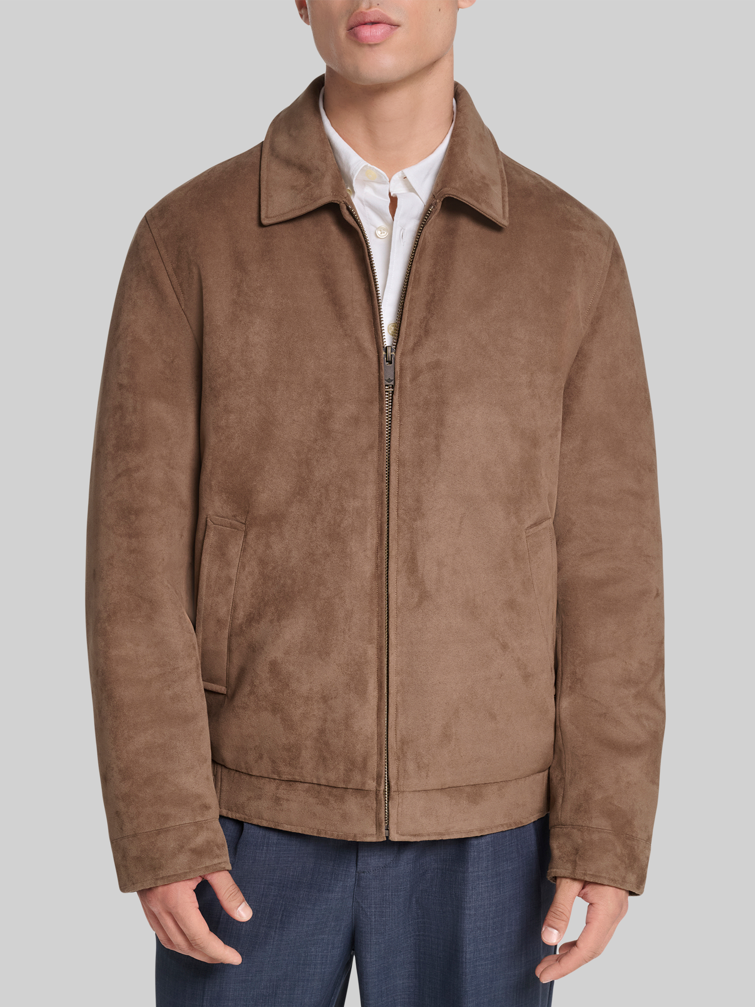 Faux Suede Bomber Jacket