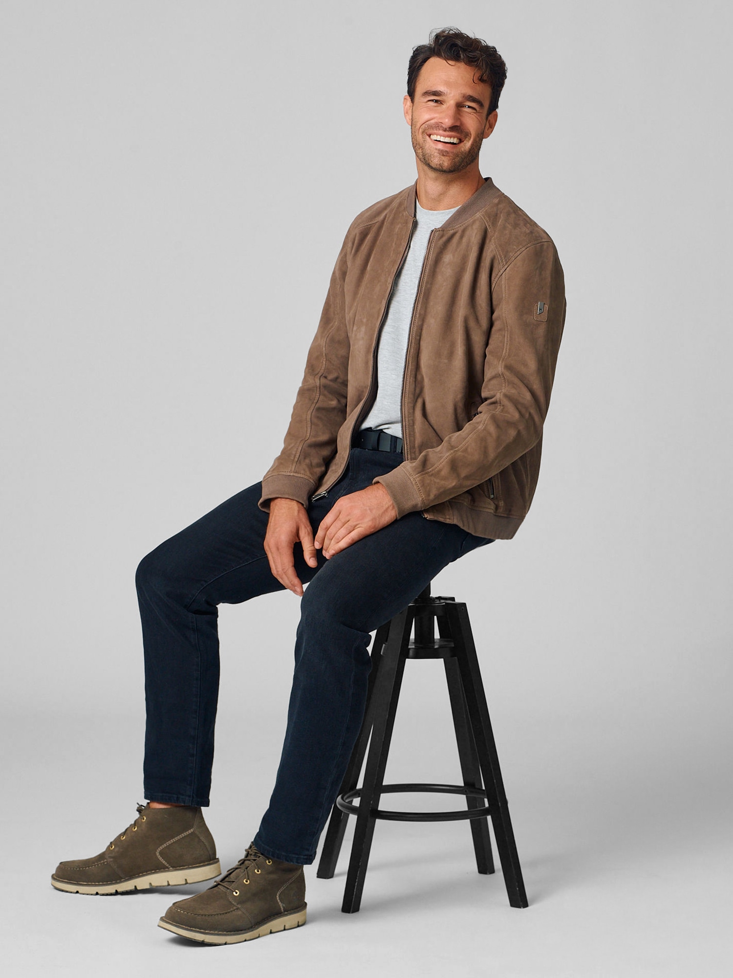 Gustie African Suede Bomber Jacket