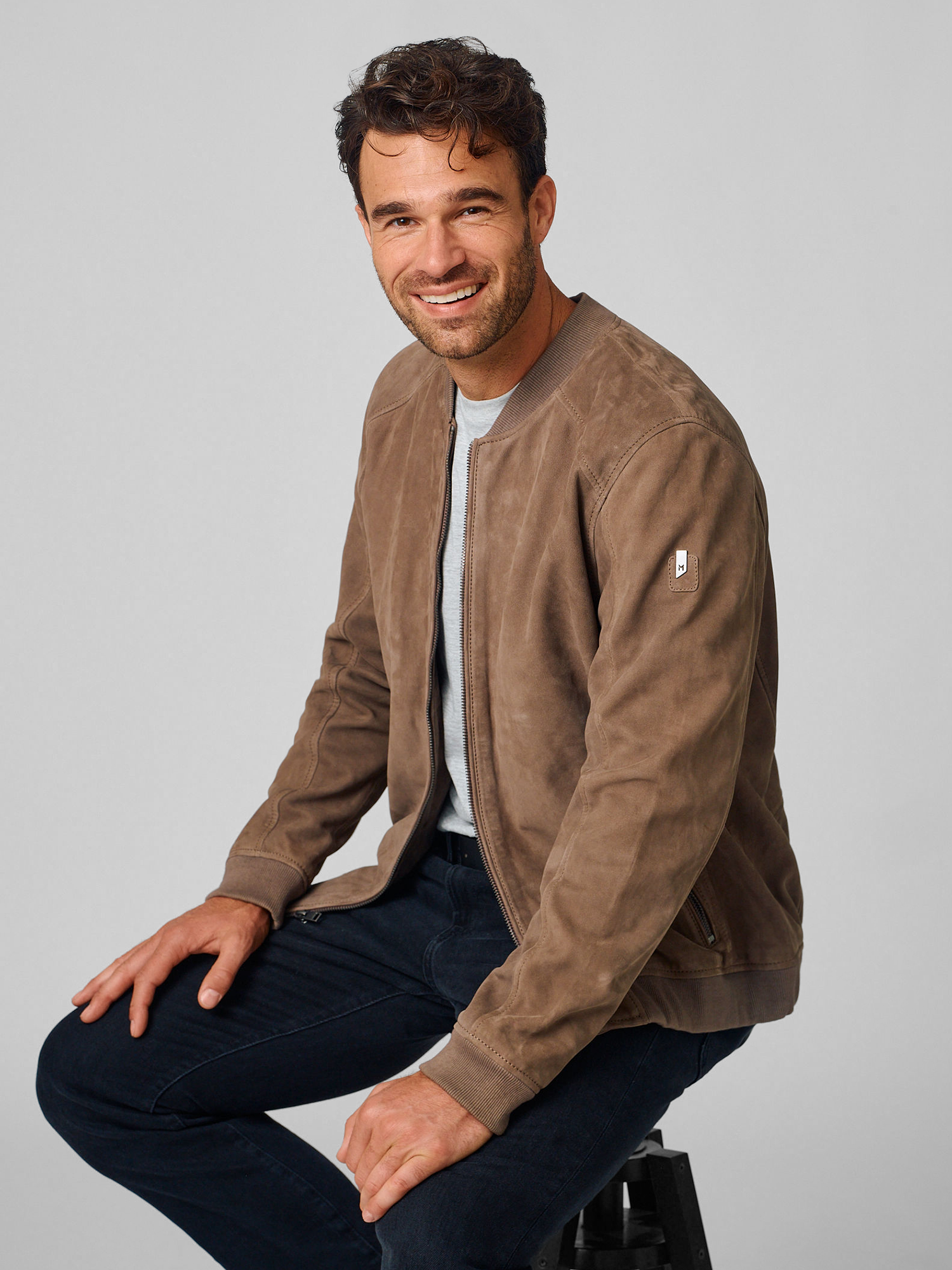 Gustie African Suede Bomber Jacket