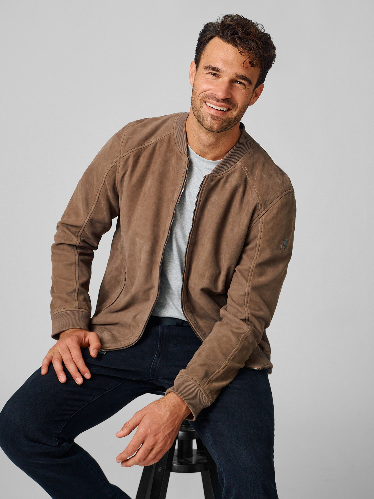 Gustie African Suede Bomber Jacket