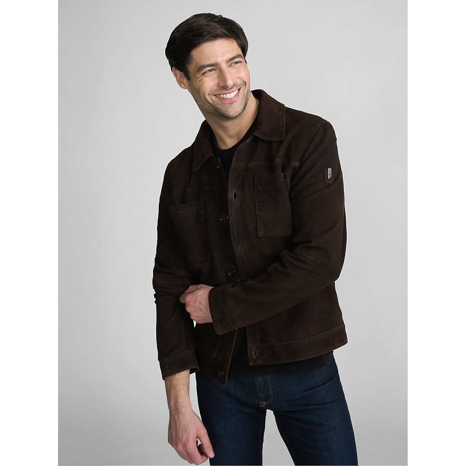 Mauritius Yukon Men’s Lightweight Suede Shirt Jacket in Dark Chocolate – Casual Brown Shacket Layer for Jeans and Chinos