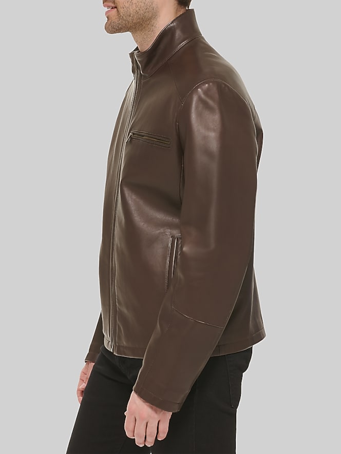 Cole Haan Leather Jacket, Java - Brown - Big & Tall | Leather Jackets ...