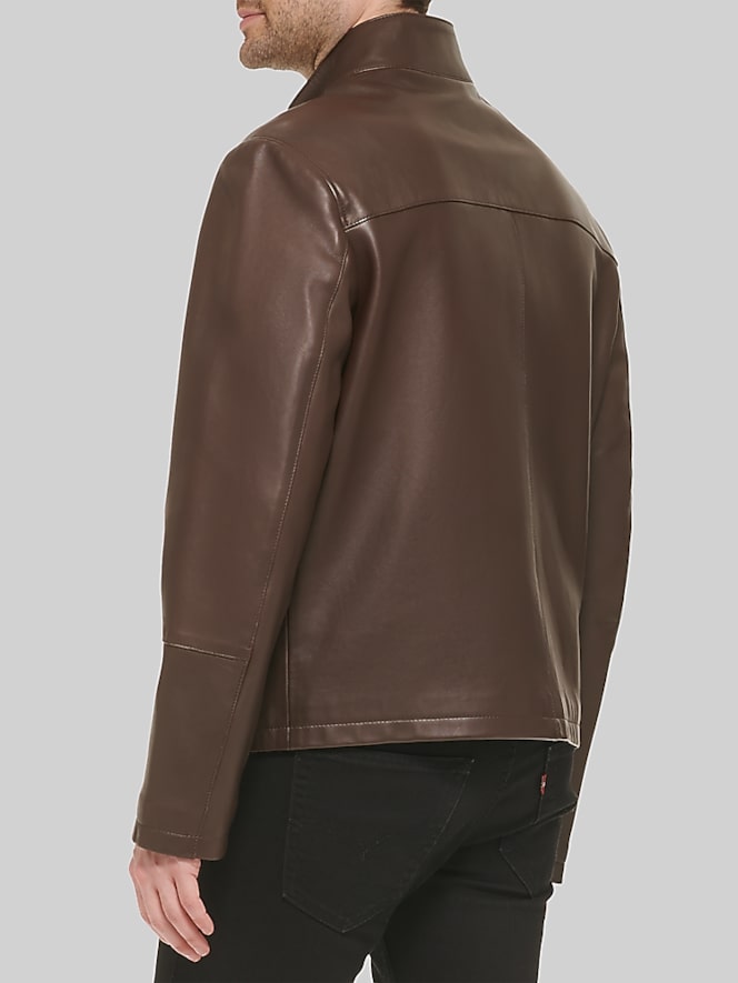 Cole Haan Leather Jacket, Java - Brown - Big & Tall | Leather Jackets ...