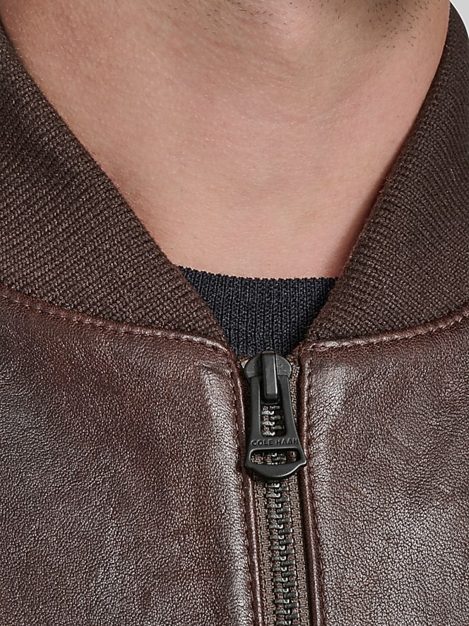 Cole Haan Leather Bomber Jacket