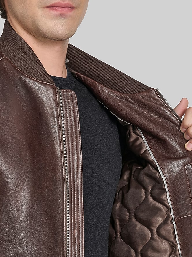Cole Haan Leather Bomber Jacket
