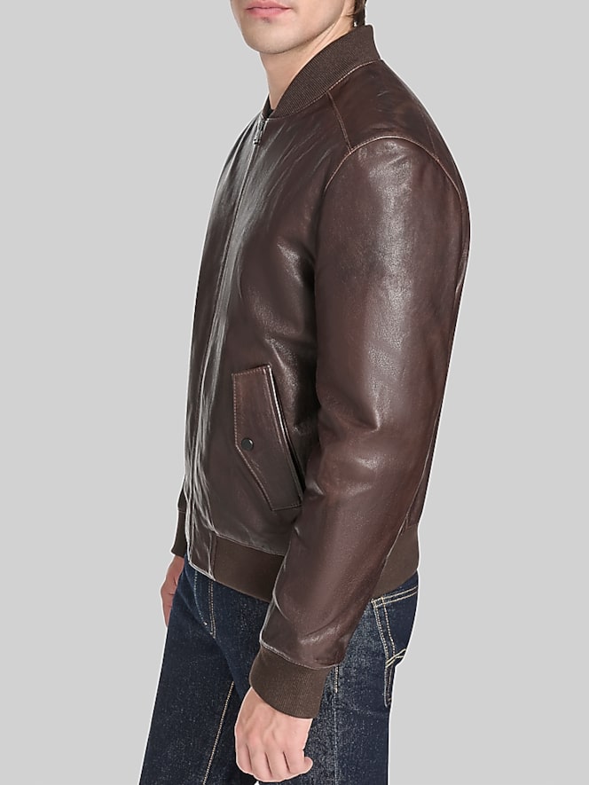 Cole Haan Leather Bomber Jacket