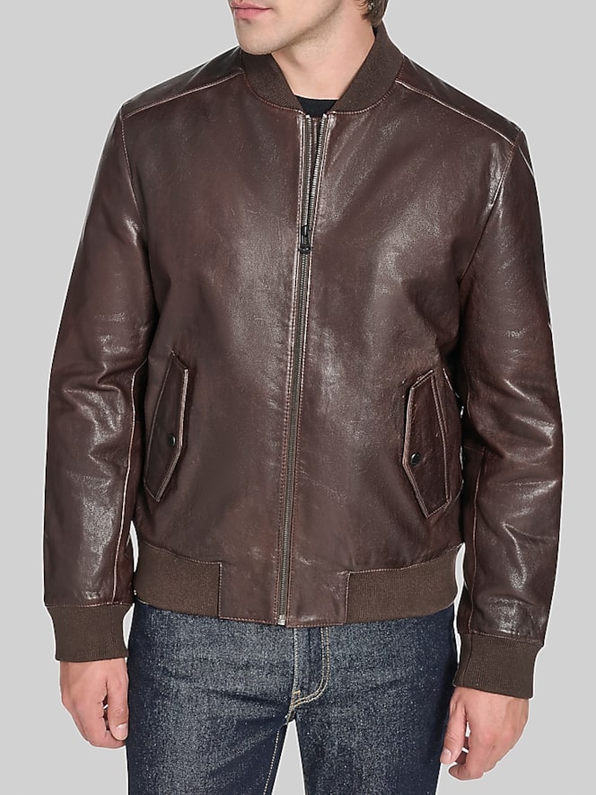 Cole Haan Leather Bomber Jacket