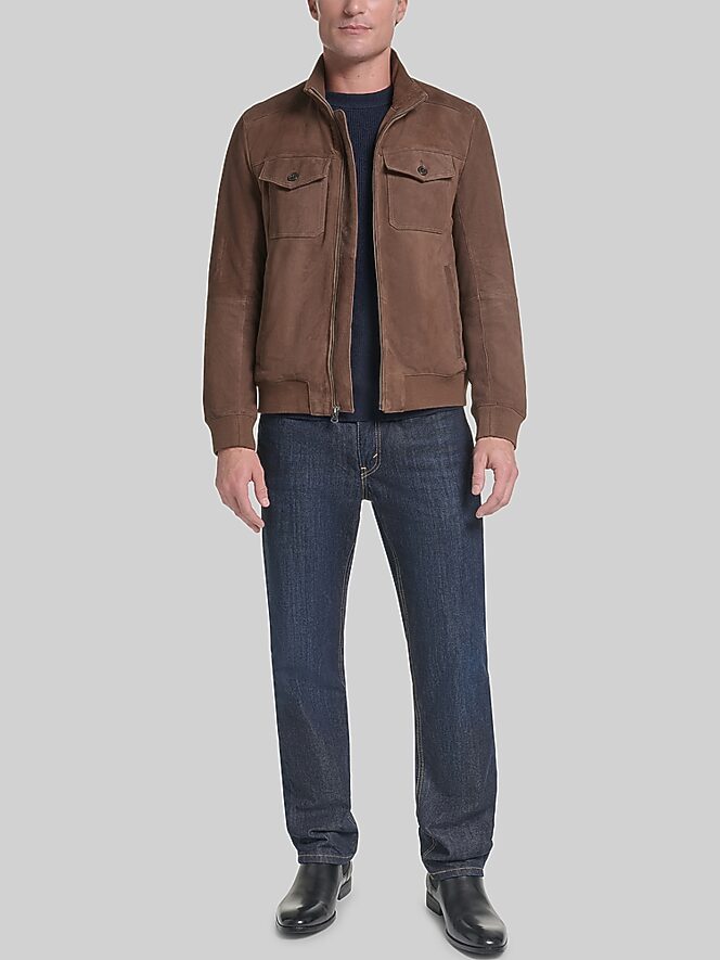 Cole Haan Suede Bomber Jacket