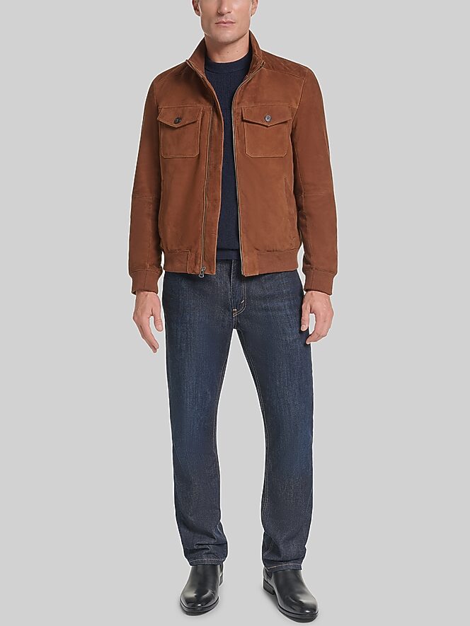Cole Haan Suede Bomber Jacket