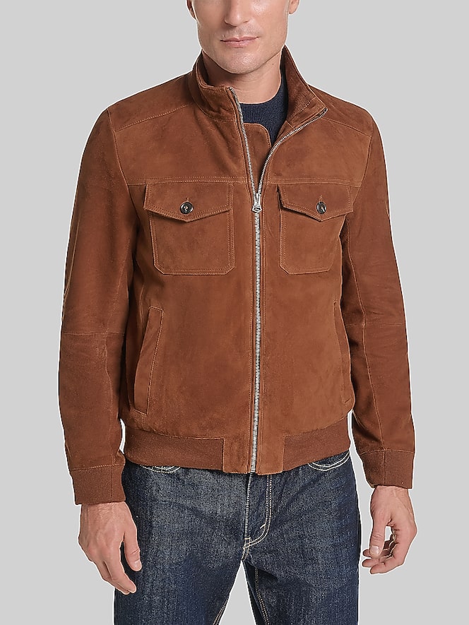 Cole Haan Suede Bomber Jacket
