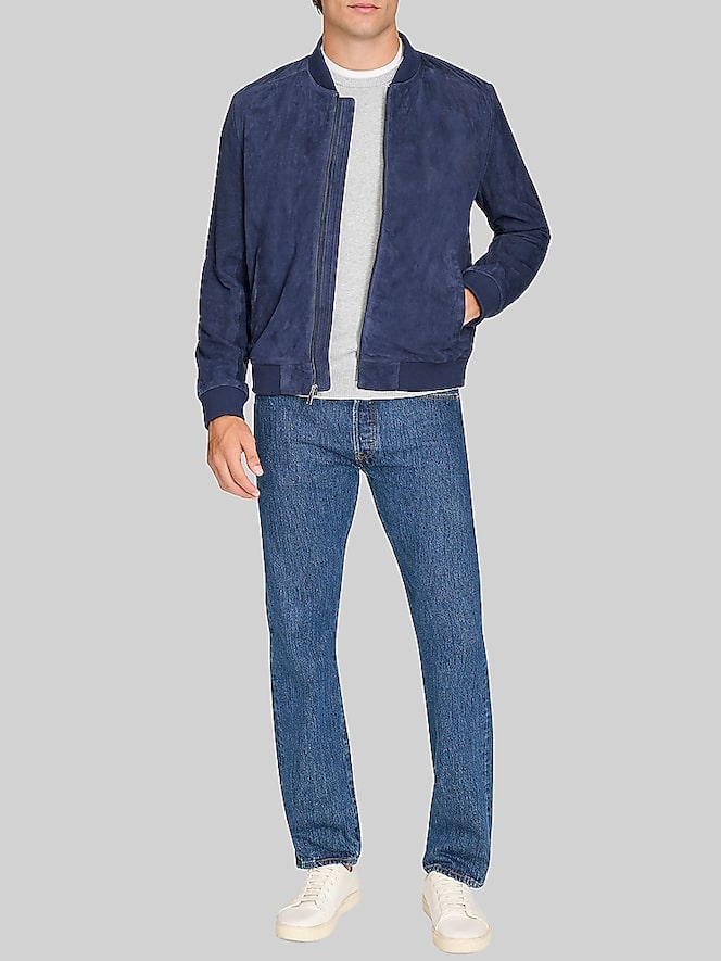 Cole Haan Zip Front Suede Jacket