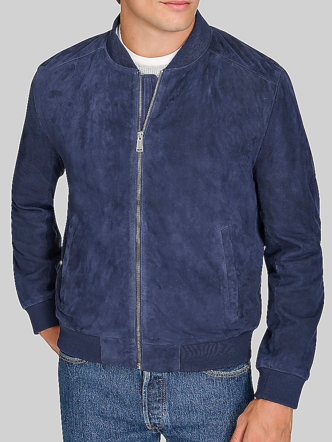 Cole Haan Zip Front Suede Jacket