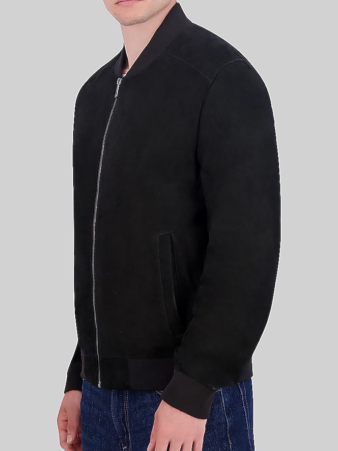 Cole Haan Zip Front Suede Jacket