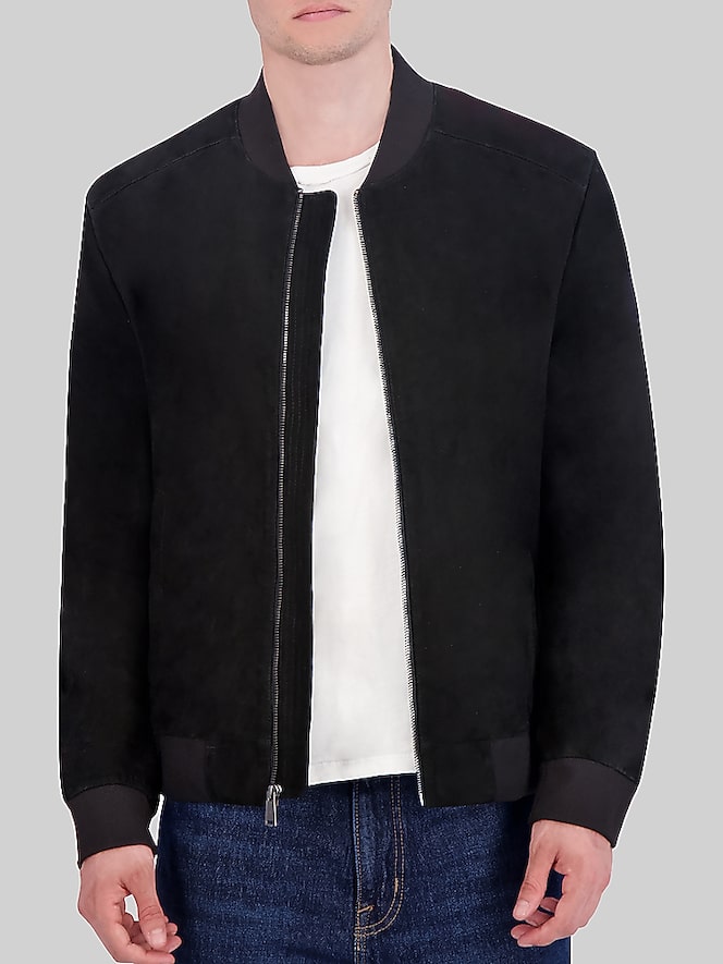 Cole Haan Zip Front Suede Jacket