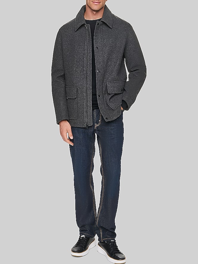 Cole Haan Stretch Wool Shirt Jacket, Charcoal - Image 3 of 7