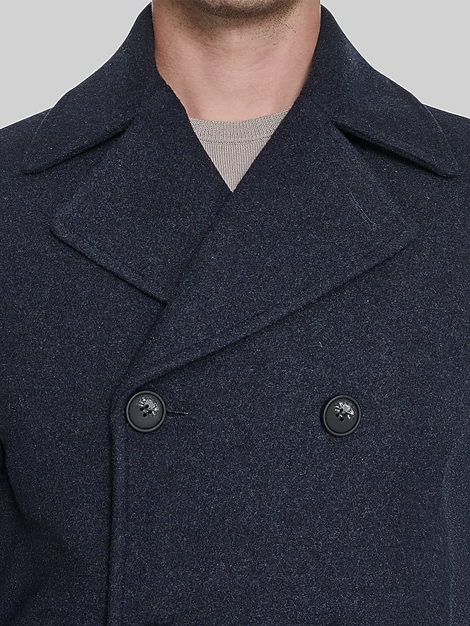 Cole Haan Regular Fit Stretch Wool Peacoat