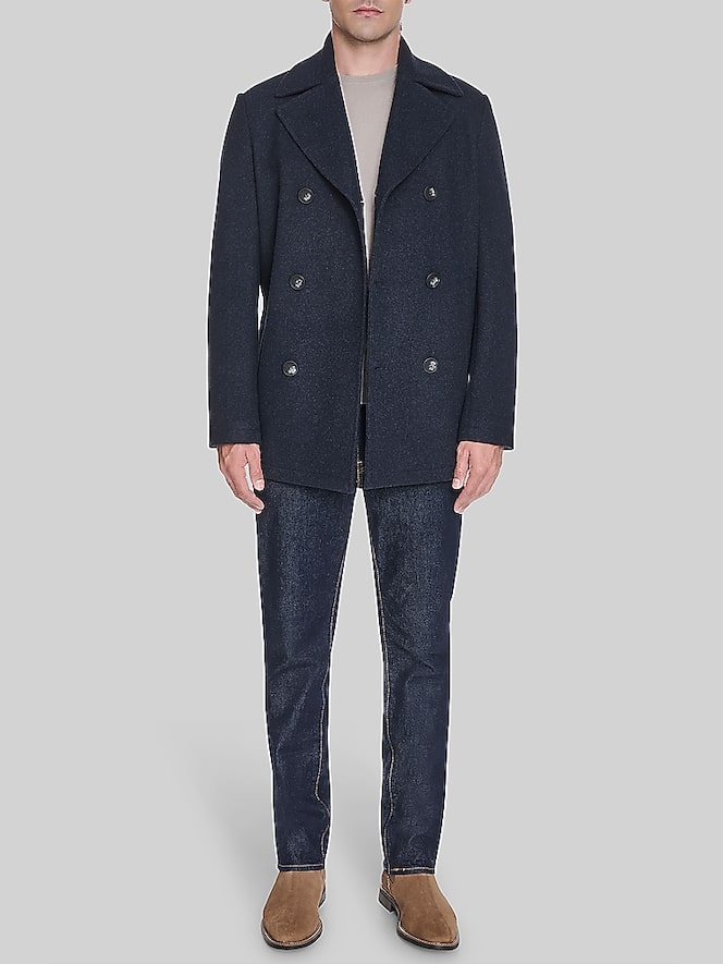 Cole Haan Regular Fit Stretch Wool Peacoat