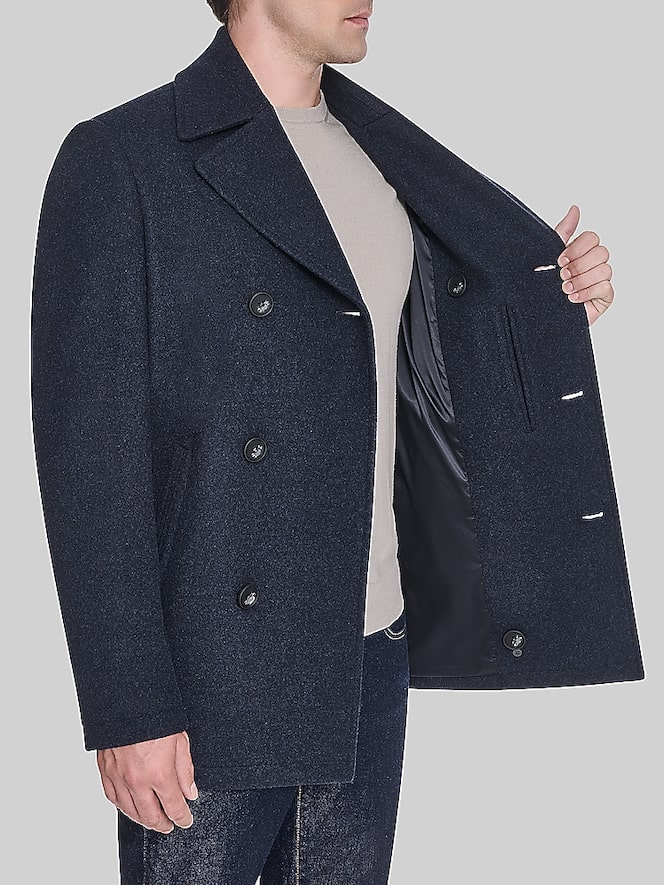 Cole Haan Regular Fit Stretch Wool Peacoat