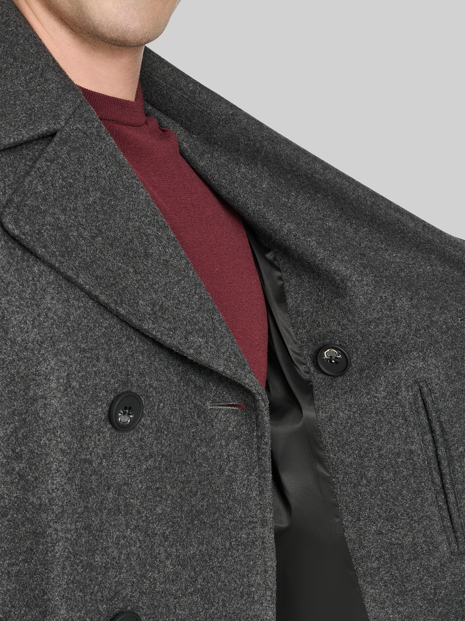Regular Fit Stretch Wool Peacoat