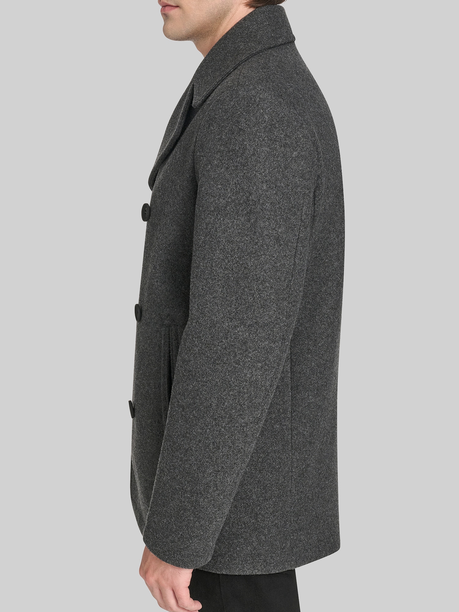Regular Fit Stretch Wool Peacoat