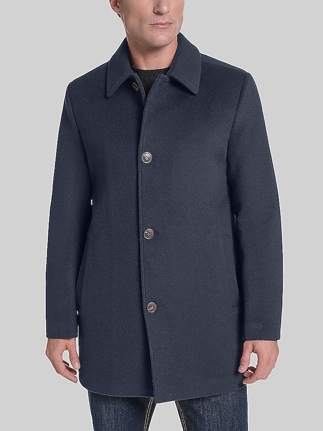 Cole Haan Wool Blend Car Coat Navy
