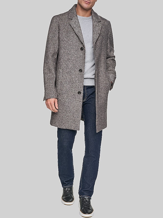 Cole Haan Heritage Plaid Wool Blend Top Coat