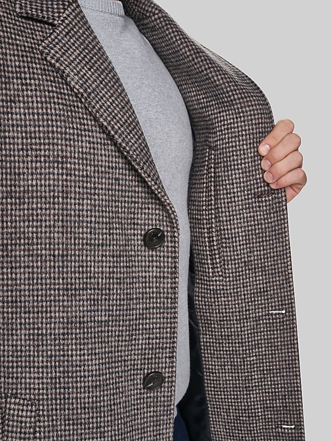 Cole Haan Heritage Plaid Wool Blend Top Coat
