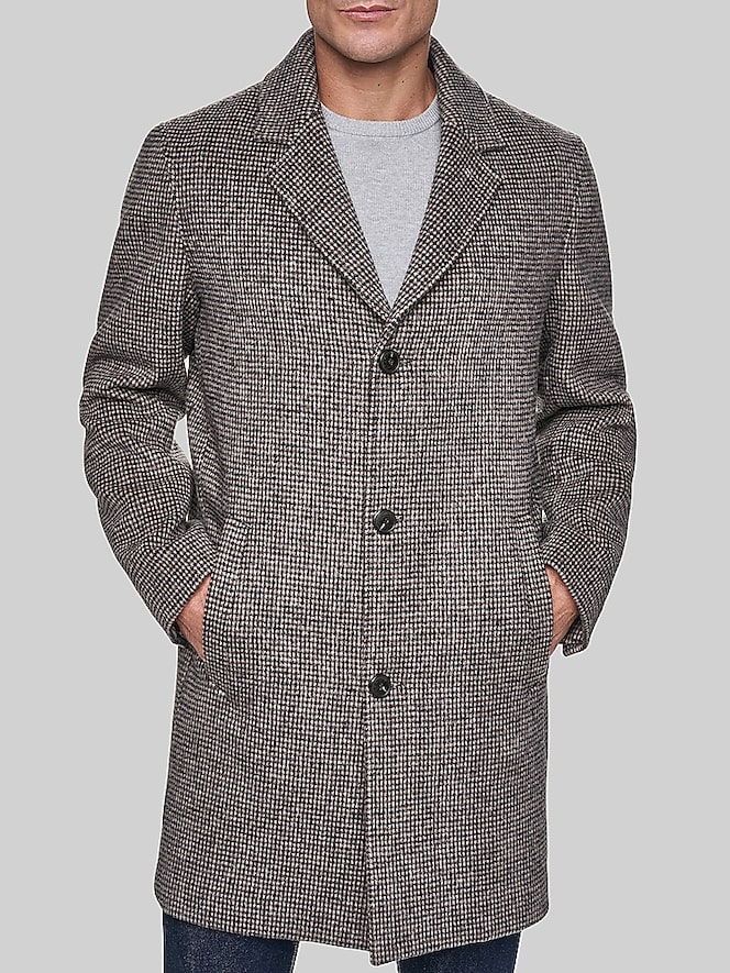 Cole Haan Heritage Plaid Wool Blend Top Coat