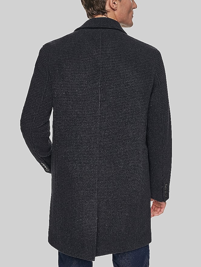 Cole Haan Heritage Plaid Wool Blend Top Coat, Charcoal Plaid - Image 4 of 6