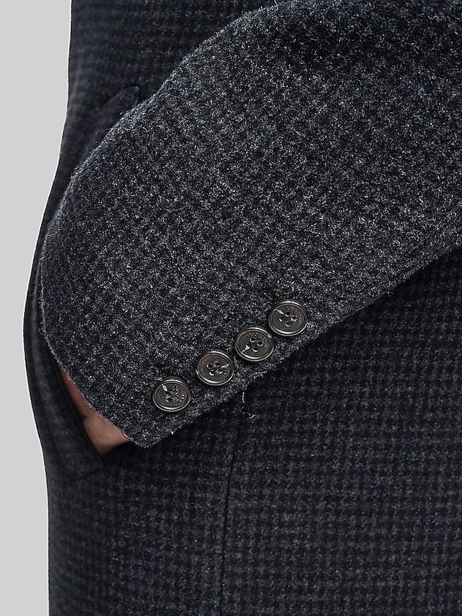 Cole Haan Heritage Plaid Wool Blend Top Coat, Charcoal Plaid - Image 5 of 6