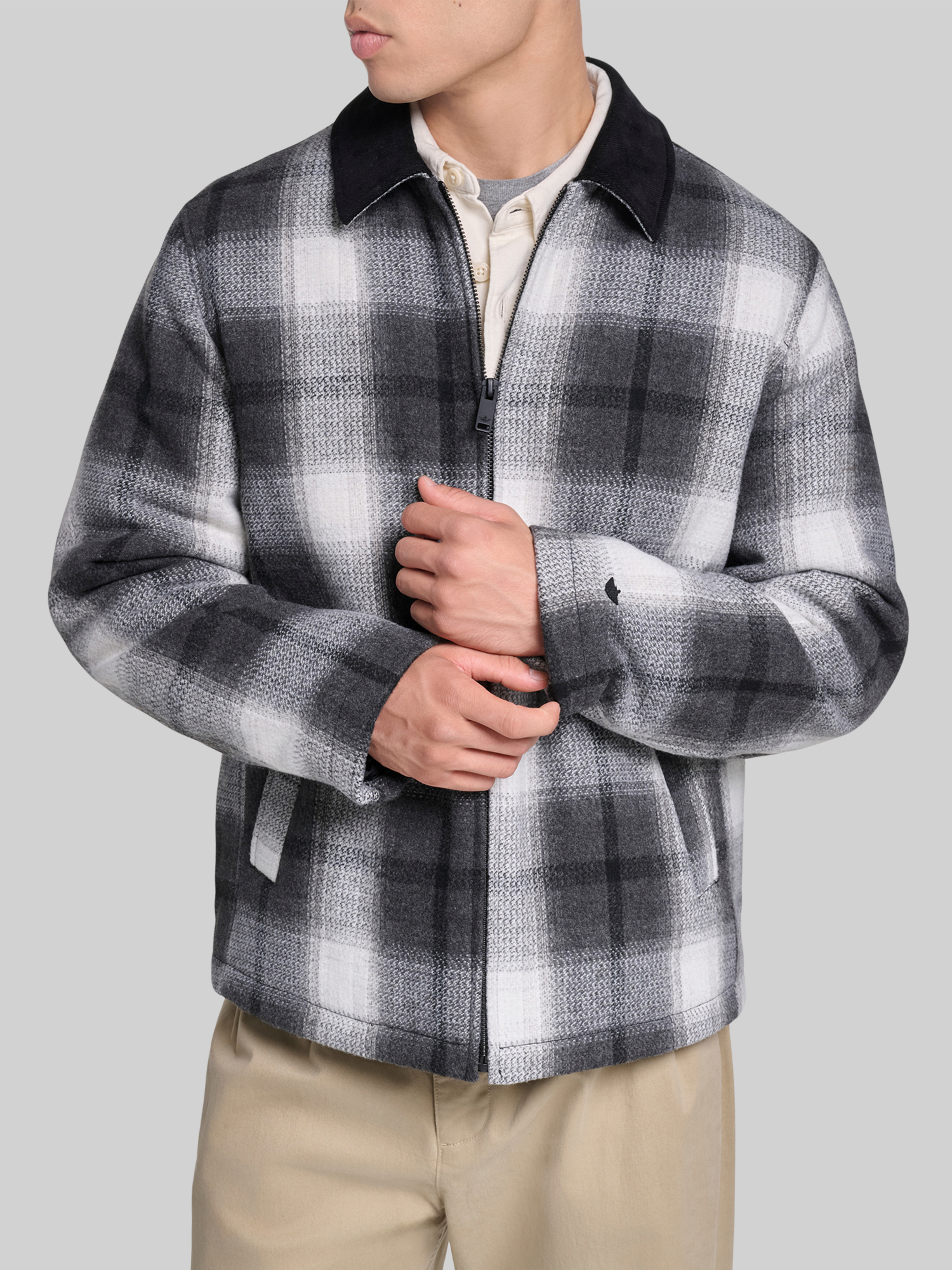 Plaid Laydown Collar Jacket