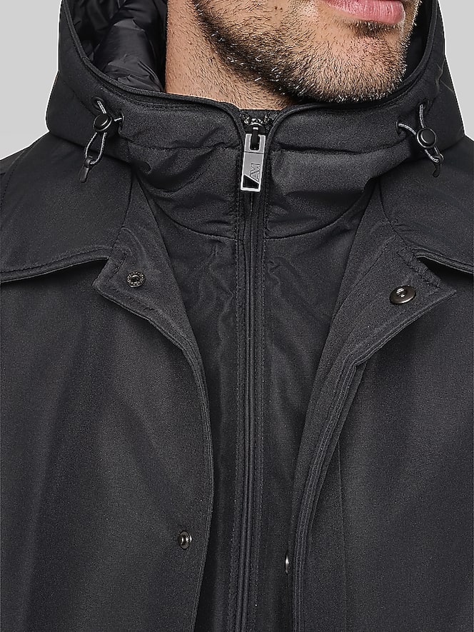 Andrew Marc Classic Mackintosh Raincoat with Bib, Black Solid - Image 2 of 7