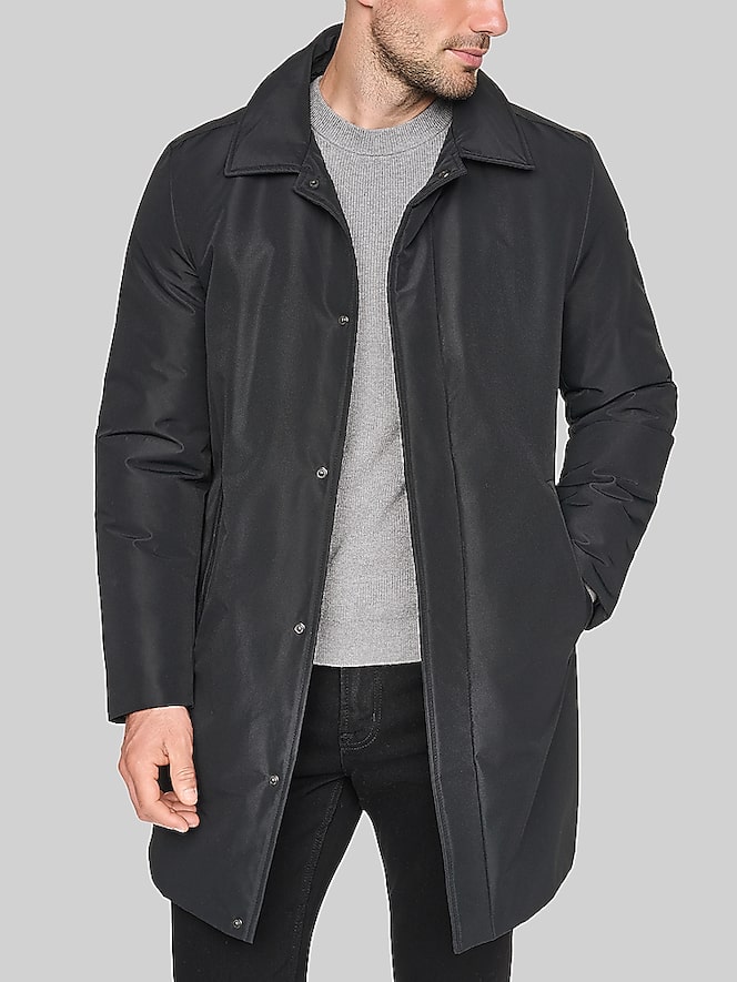 Andrew Marc Classic Mackintosh Raincoat with Bib, Black Solid - Image 7 of 7