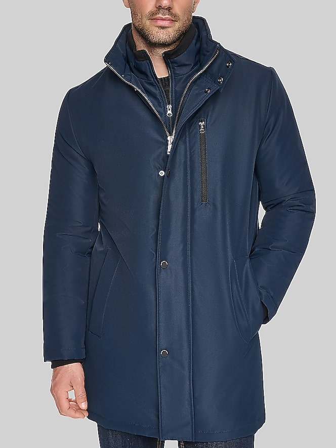 Andrew Marc Regular Fit Classic Stand Collar Raincoat