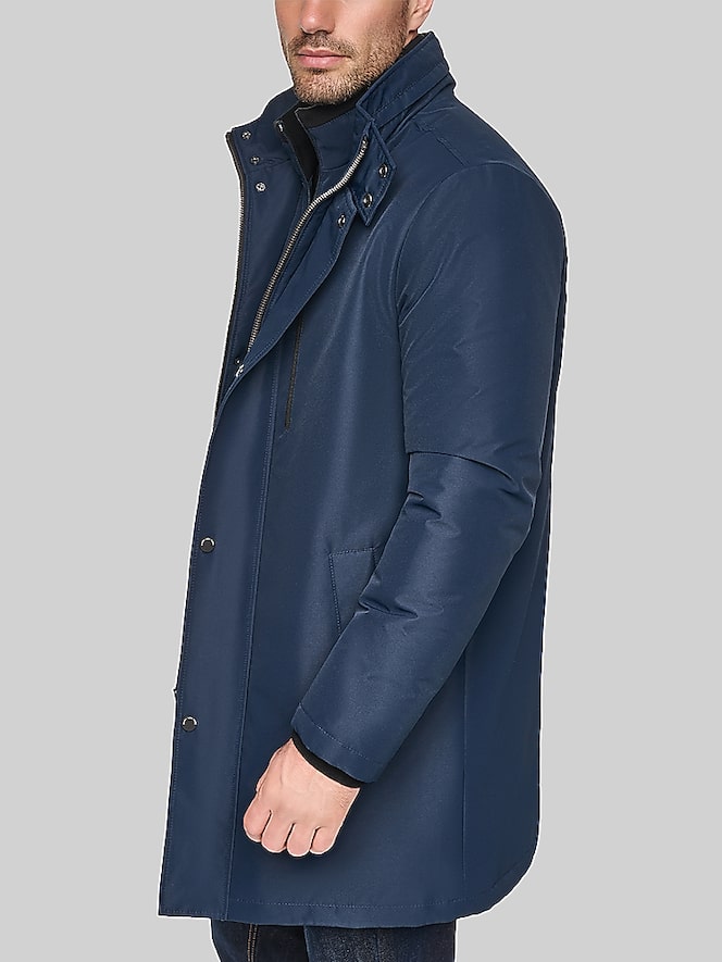 Andrew Marc Regular Fit Classic Stand Collar Raincoat