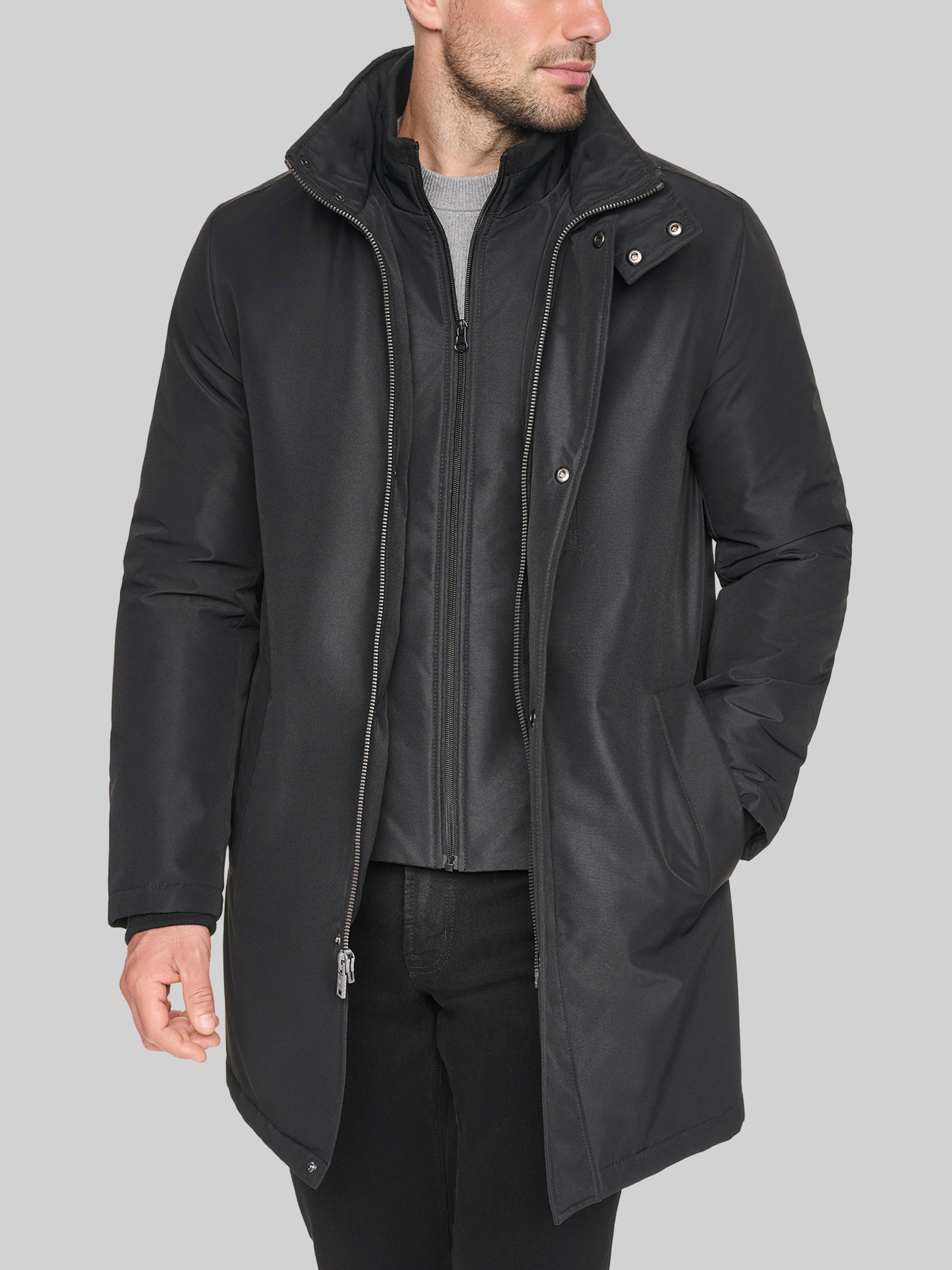 Regular Fit Classic Stand Collar Raincoat