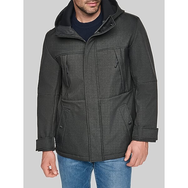Andrew Marc Men's Houndstooth Softshell Parka Black -