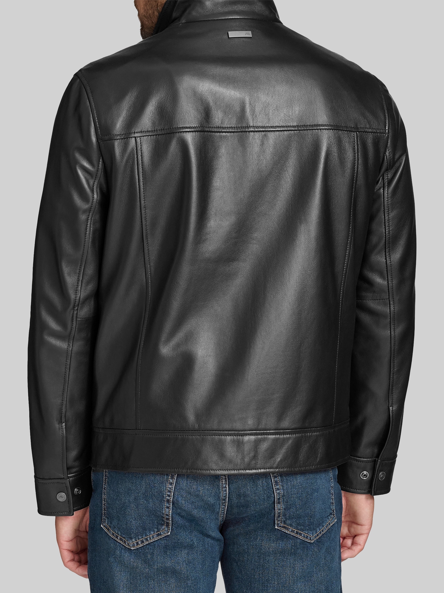 Lambskin Stand Collar Jacket with Bib