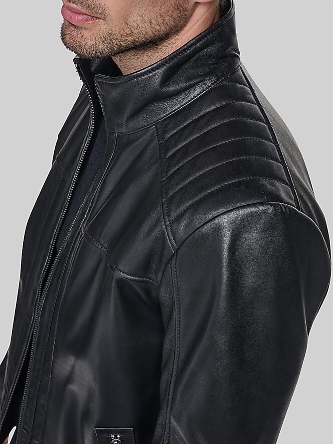 Andrew Marc Aged Lambskin Racer Jacket