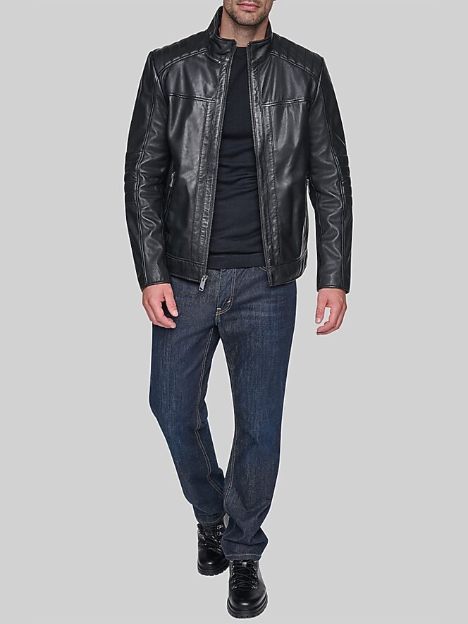 Andrew Marc Aged Lambskin Racer Jacket