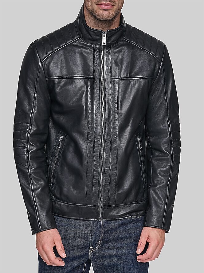Andrew Marc Aged Lambskin Racer Jacket
