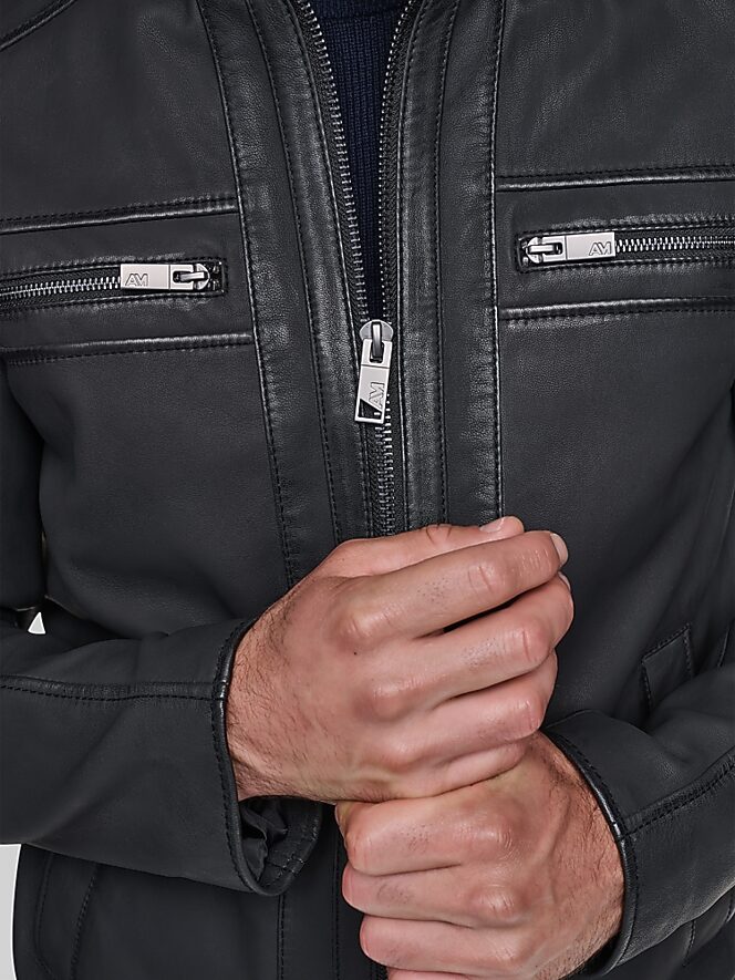 Andrew Marc Nubuck Leather Racer Jacket