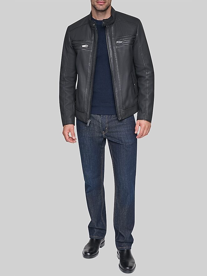 Andrew Marc Nubuck Leather Racer Jacket