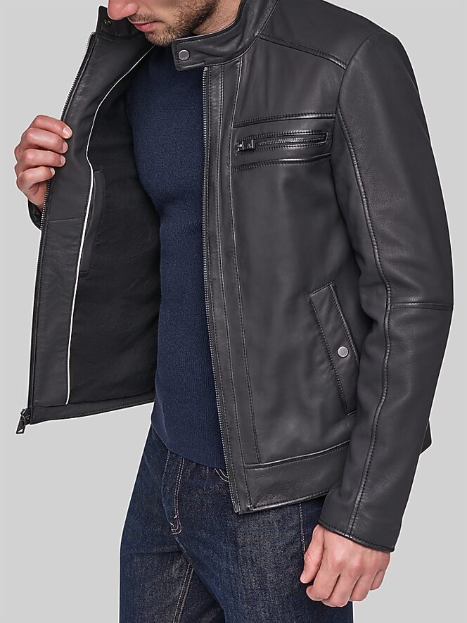 Andrew Marc Nubuck Leather Racer Jacket