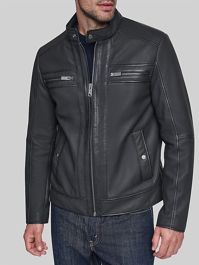 Andrew Marc Nubuck Leather Racer Jacket
