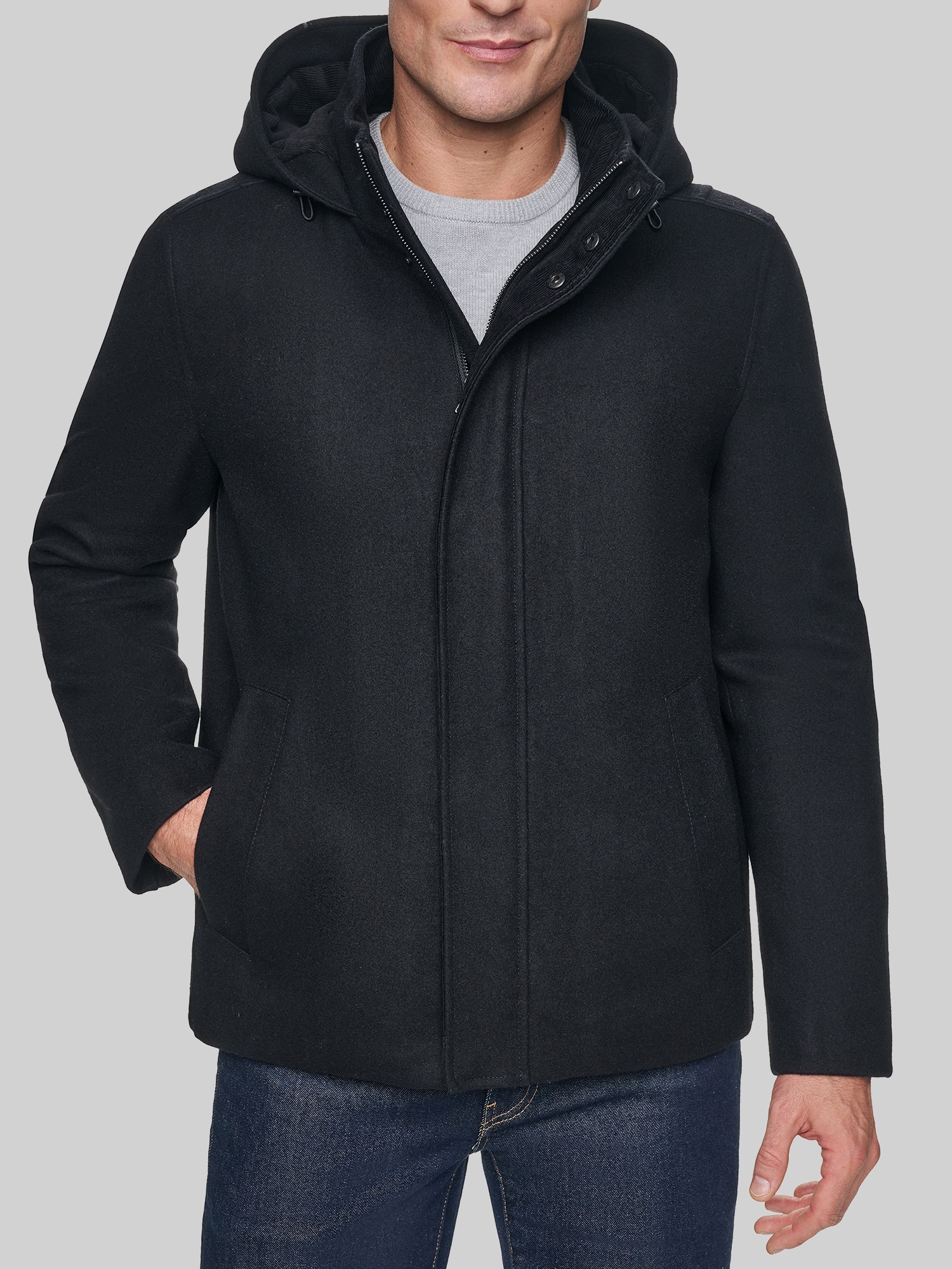 Wool Field Coat with Corduroy Combo