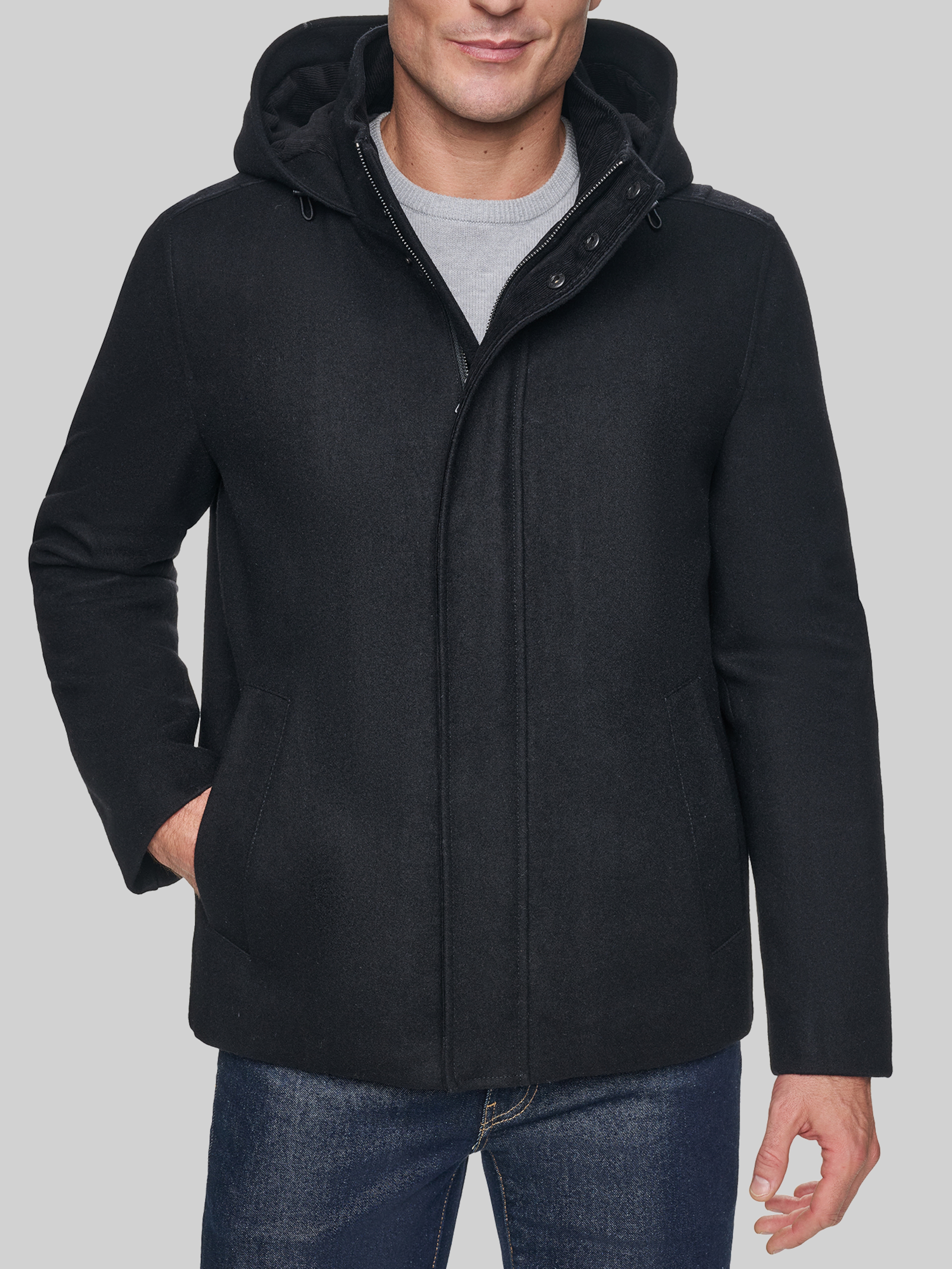 Wool Field Coat with Corduroy Combo